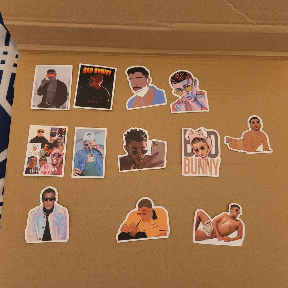 Bad Bunny Stickers 17pcs and 1 Keychain